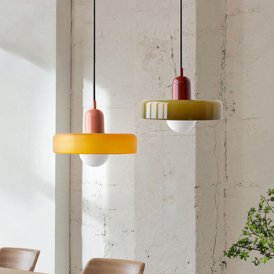 Pendelleuchte Im Bauhaus-Stil Aus Buntglas – Moderne Hängeleuchte Für Esszimmer Und Wohnzimmer