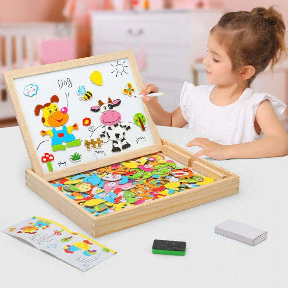 2-in-1-Zeichentafel - Magnetisches Whiteboard und Kreidetafel für Kinder