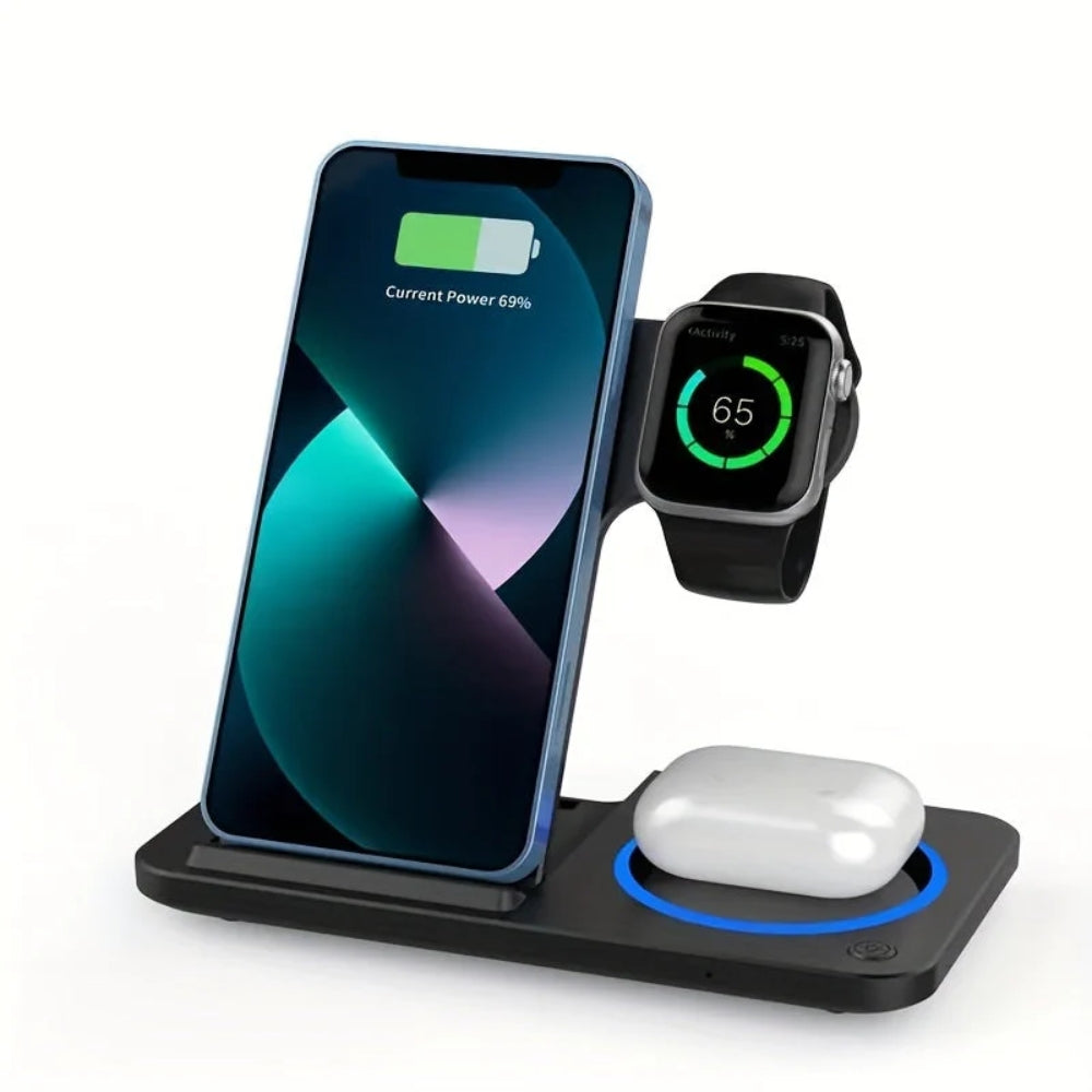3-in-1 Magnetische kabellose Ladestation - Laden von Telefon, Uhr und Kopfhörern