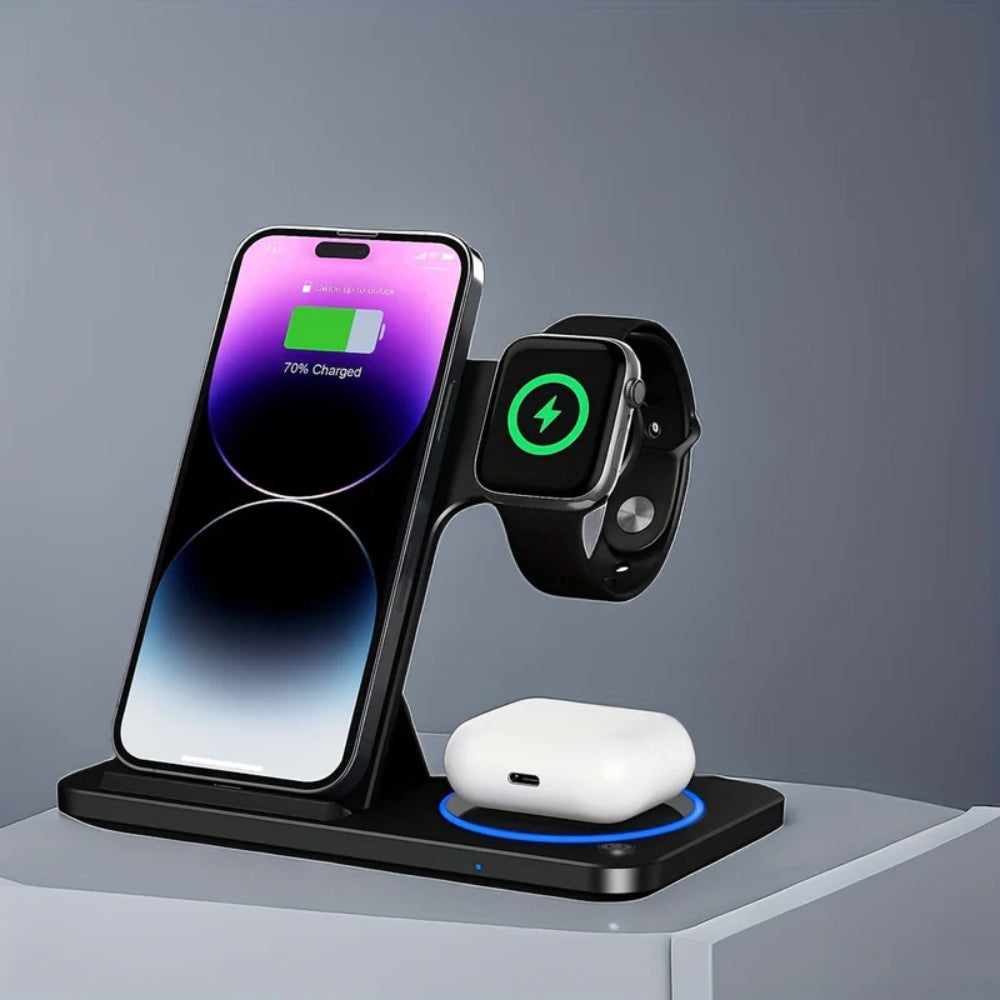 3-in-1 Magnetische kabellose Ladestation - Laden von Telefon, Uhr und Kopfhörern