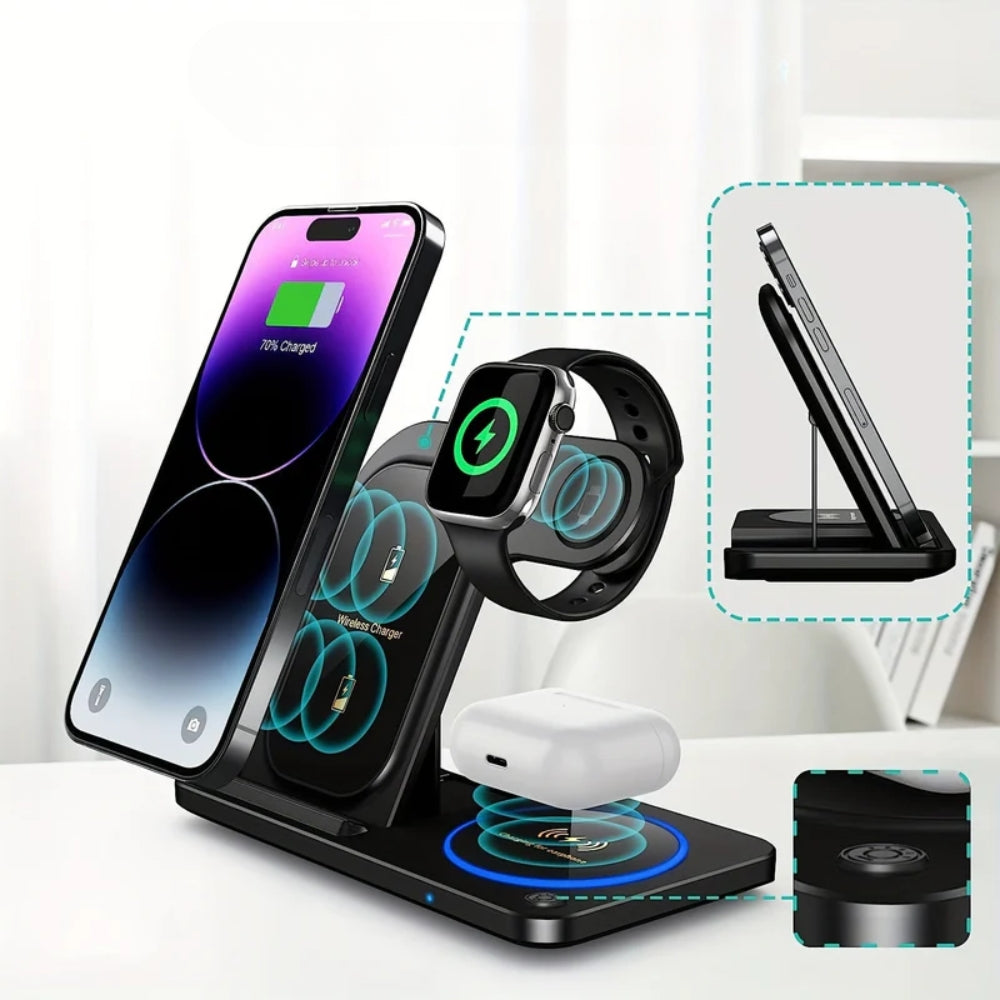 3-in-1 Magnetische kabellose Ladestation - Laden von Telefon, Uhr und Kopfhörern