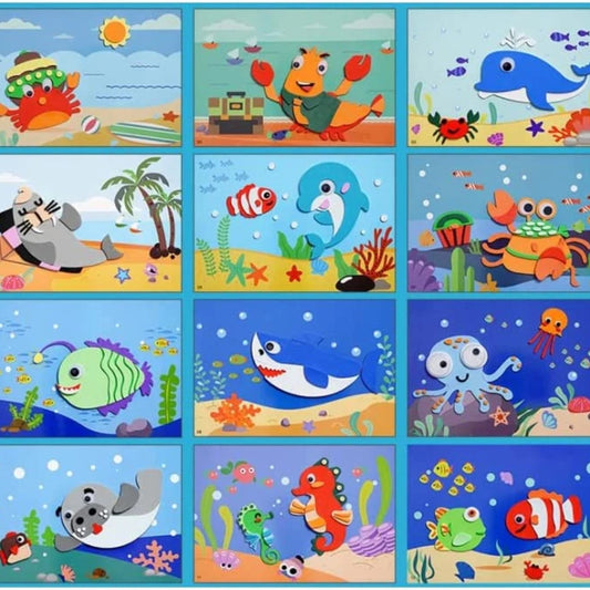 3D Aufkleber Puzzle Satz - 12 DIY-Bögen für Kinder