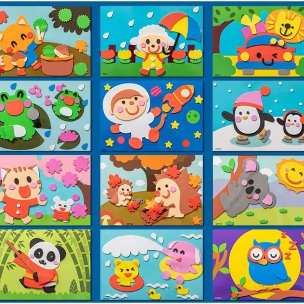 3D Aufkleber Puzzle Satz - 12 DIY-Bögen für Kinder