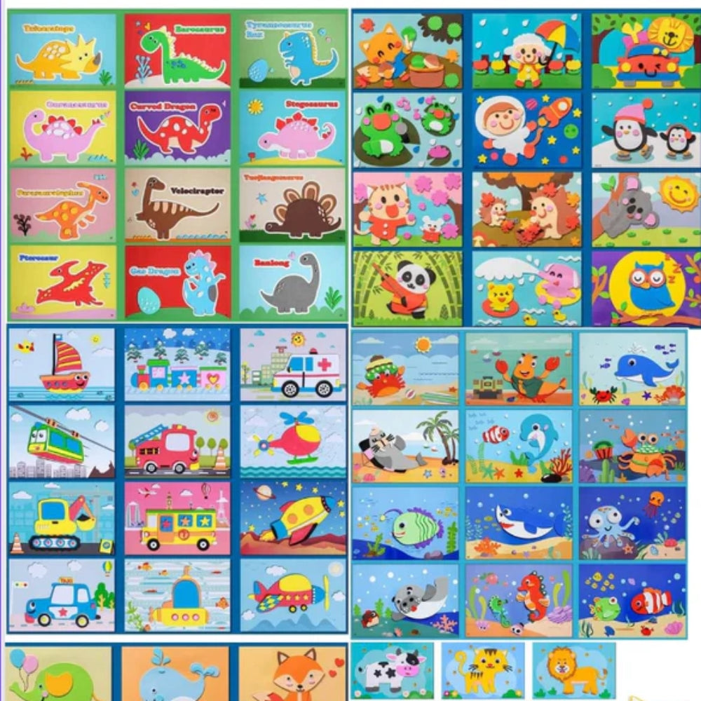 3D Aufkleber Puzzle Satz - 12 DIY-Bögen für Kinder