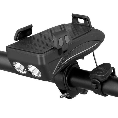 4-in-1 Fahrradlenker Upgrade - Handyhalterung, Licht, Hupe & Powerbank