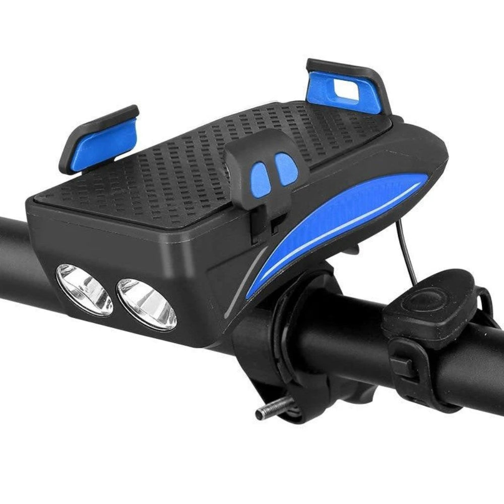 4-in-1 Fahrradlenker Upgrade - Handyhalterung, Licht, Hupe & Powerbank