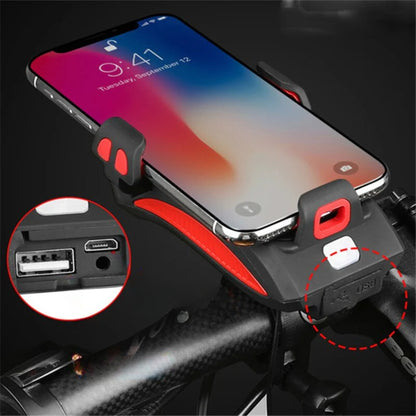 4-in-1 Fahrradlenker Upgrade - Handyhalterung, Licht, Hupe & Powerbank