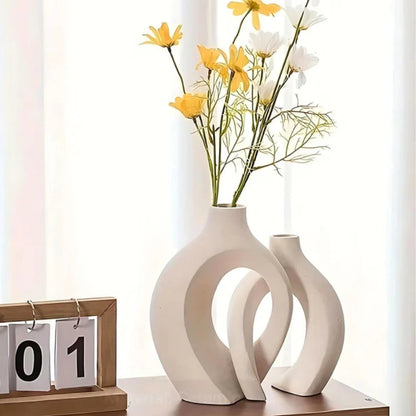 Abstrakte Keramikvase – 2-teiliges Set Künstlerische Wohndekoration
