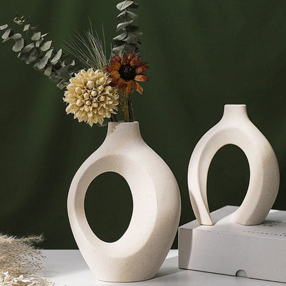 Abstrakte Keramikvase – 2-teiliges Set Künstlerische Wohndekoration
