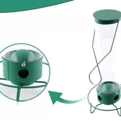 Hängende Vogelfütterung - schützt vor Eichhörnchen und fasst mehr Saatgut