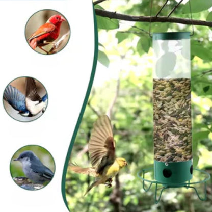 Hängende Vogelfütterung - schützt vor Eichhörnchen und fasst mehr Saatgut