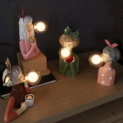 Kunsthandwerker Schwester Mini-Figuren-Tischlampe – Dekorative Schreibtischbeleuchtung