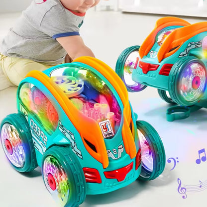 Aufleuchten Musikalisch Spielzeugauto - 360° LED Aktion Fahrzeug für Kinder
