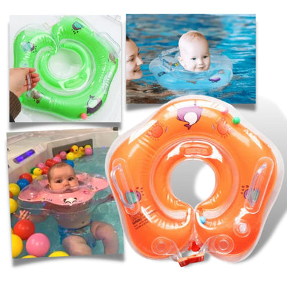 Baby-Schwimmkopf-Ring - Auslaufsichere Doppel-Airbag-Wasserstütze mit Griffen für Babies
