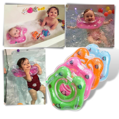Baby-Schwimmkopf-Ring - Auslaufsichere Doppel-Airbag-Wasserstütze mit Griffen für Babies