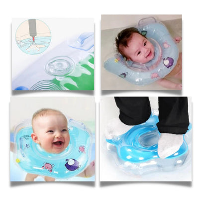 Baby-Schwimmkopf-Ring - Auslaufsichere Doppel-Airbag-Wasserstütze mit Griffen für Babies
