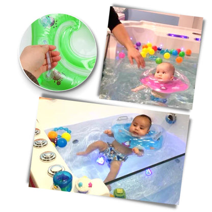 Baby-Schwimmkopf-Ring - Auslaufsichere Doppel-Airbag-Wasserstütze mit Griffen für Babies