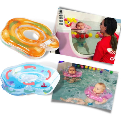Baby-Schwimmkopf-Ring - Auslaufsichere Doppel-Airbag-Wasserstütze mit Griffen für Babies