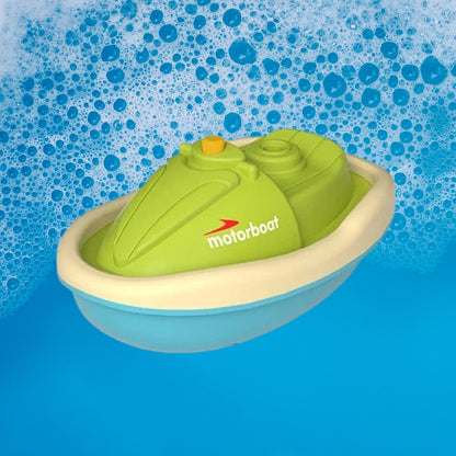 Badeentchen Spielzeugset - Motorboot mit 4 Entchen und Duschkopf für Kleinkinder