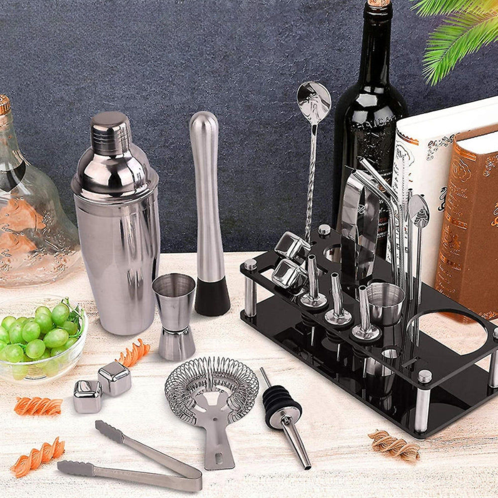 Barkeeper-Satz – 23-teiliger Cocktail-Schüttler mit Ständer