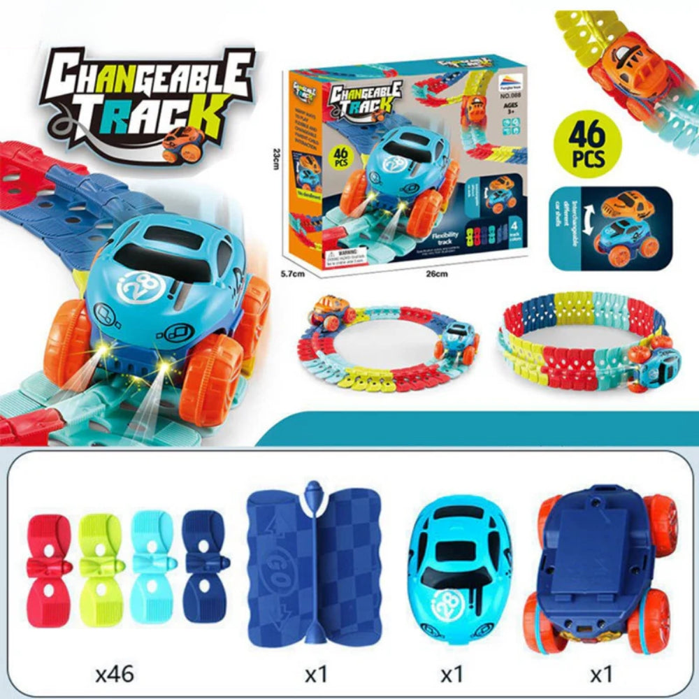 Bauen & Rennbahn Spielzeug - Anti-Flip Auto mit Lichtern für Kinder