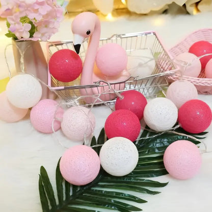 Baumwolle Kugel Schnurlicht Girlande - dekorative LED für warmes Umgebungslicht