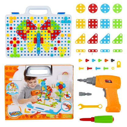 DIY-Bauspielzeug – 237-teilige Werkzeugkiste mit Vorlagen und Werkzeugen für Kinder