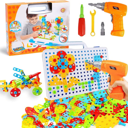 DIY-Bauspielzeug – 237-teilige Werkzeugkiste mit Vorlagen und Werkzeugen für Kinder