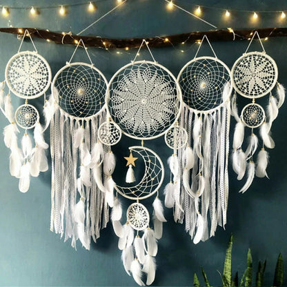 Boho-inspirierter Wandbehang - mehrteiliges Traumfänger-Satz