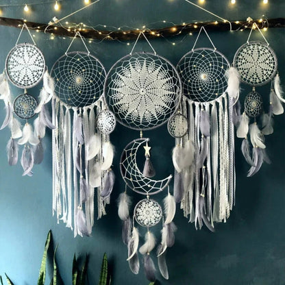 Boho-inspirierter Wandbehang - mehrteiliges Traumfänger-Satz