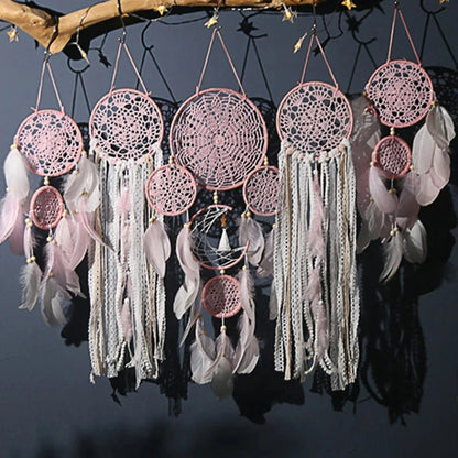 Boho-inspirierter Wandbehang - mehrteiliges Traumfänger-Satz