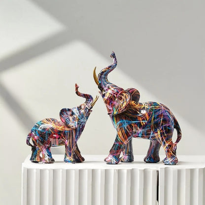 Bunte Elefantenstatue - Dekorative Tierfigur für Zuhause