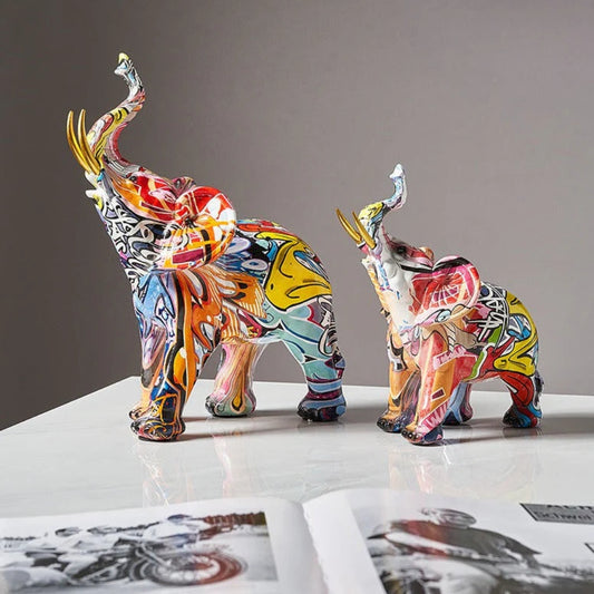 Bunte Elefantenstatue - Dekorative Tierfigur für Zuhause