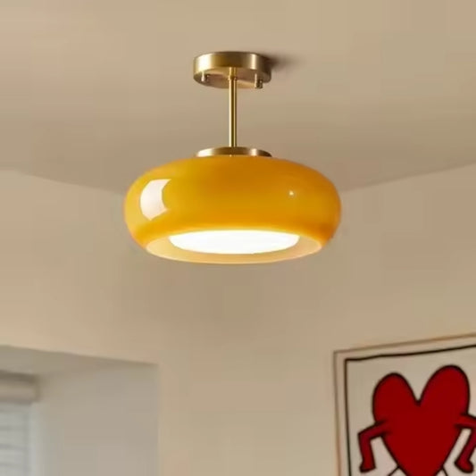 Deckenleuchte im Mid-Century-Stil – Halbeinbau-Leuchte mit Glasschirm
