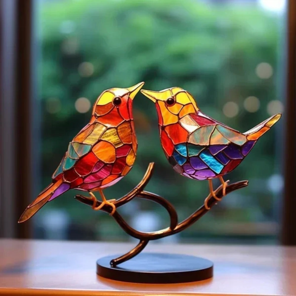 Dekorative Glasvogelstatue - Handgefertigtes Akzentstück