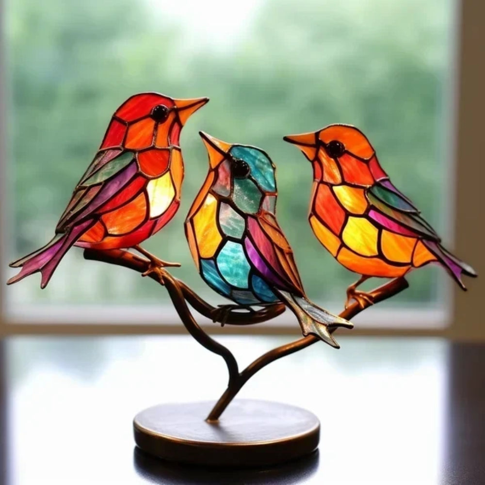 Dekorative Glasvogelstatue - Handgefertigtes Akzentstück