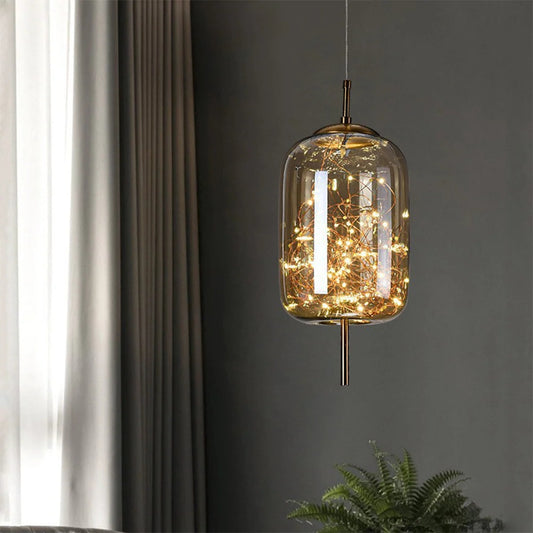 Glas-Pendelleuchte mit Warmem Licht – LED mit Verstellbarem Kabel