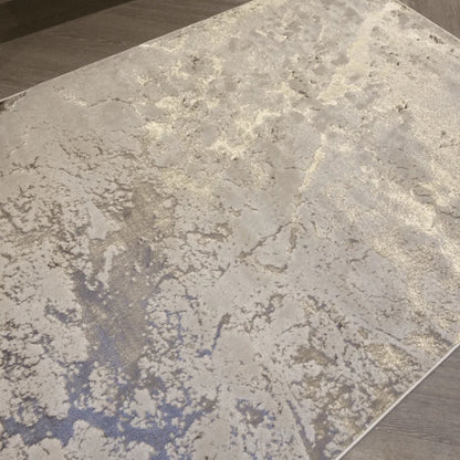 Gold- und cremefarbener Bodenteppich - Niederfloriger Stil mit Marmoreffekt