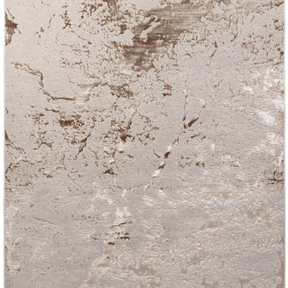 Gold- und cremefarbener Bodenteppich - Niederfloriger Stil mit Marmoreffekt