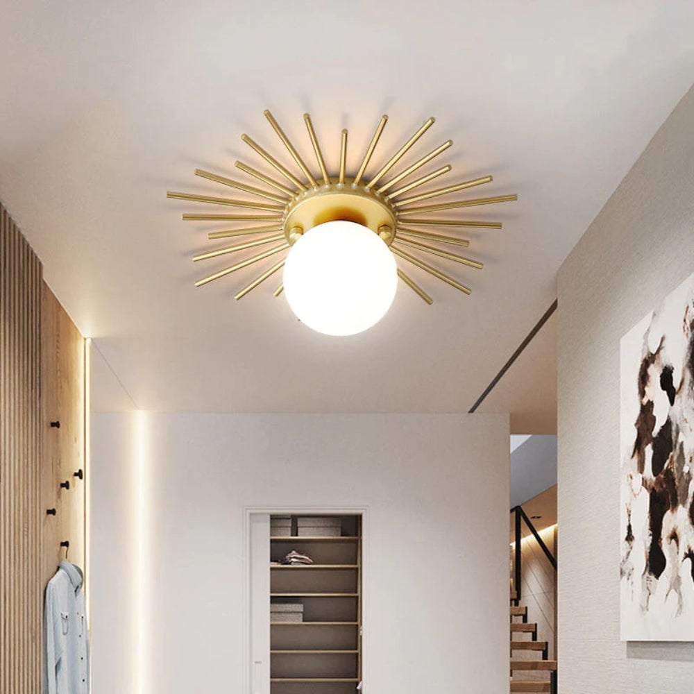 Goldene Deckenleuchte - Sternform aus der Mitte des Jahrhunderts