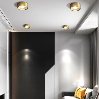 Goldene Deckenleuchte – Rundes Kompaktlicht