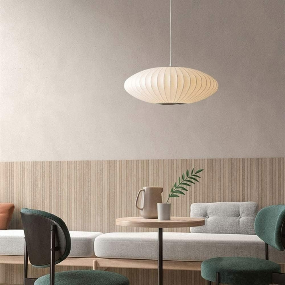 Hängende Untertassen-Pendelleuchte – Zeitgemäßes Stoffdesign