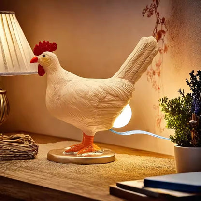 Huhn-mit-Ei-Design-Tischlampe – Warmweißes Umgebungslicht