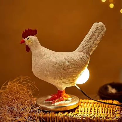 Huhn-mit-Ei-Design-Tischlampe – Warmweißes Umgebungslicht