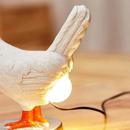 Huhn-mit-Ei-Design-Tischlampe – Warmweißes Umgebungslicht