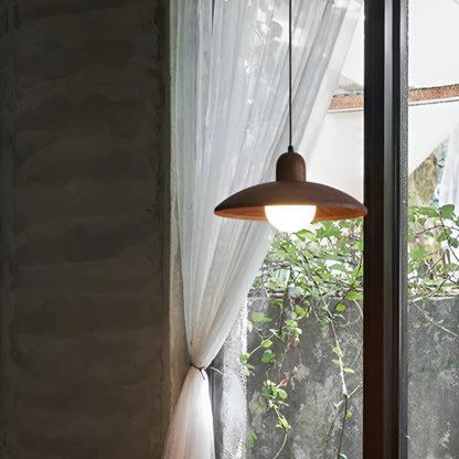 Japanische Wabi-Sabi-Pendelleuchte – Warmes LED-Licht mit Walnussoptik