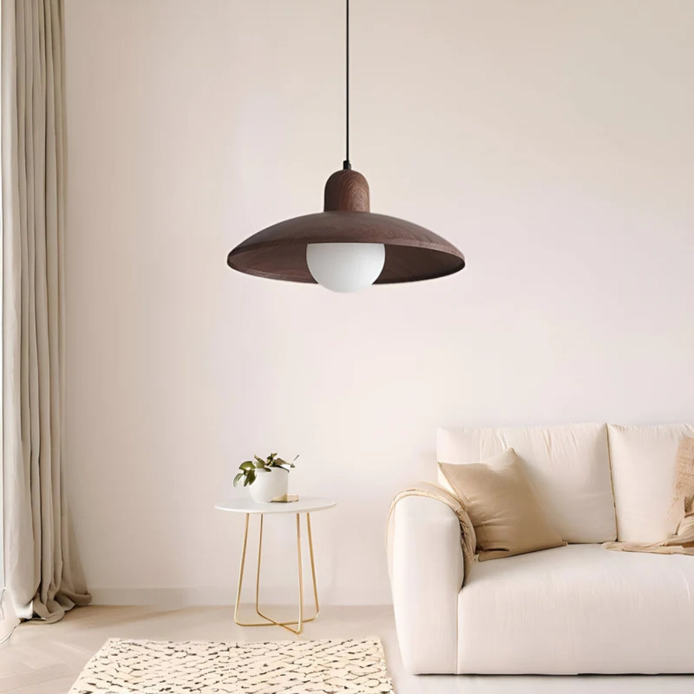 Japanische Wabi-Sabi-Pendelleuchte – Warmes LED-Licht mit Walnussoptik