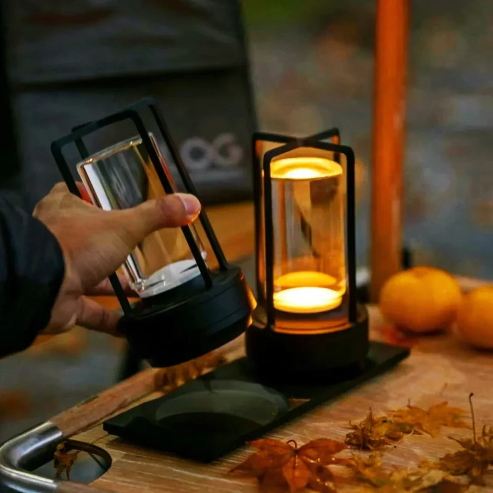 Kabellose LED-Laternen-Tischlampe – Einstellbares Licht mit Touch-Dimmung