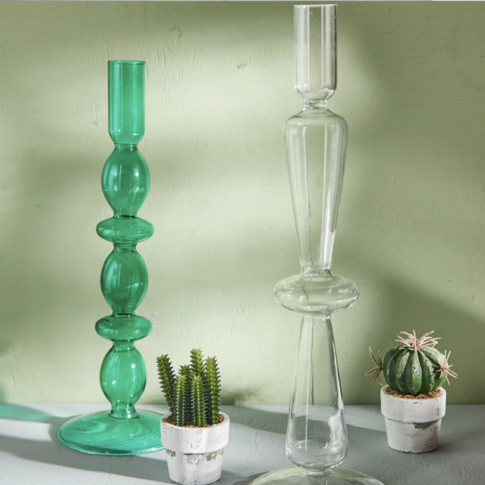 Kerzenständer aus Glas - Bunte Formen mit Retro-Appeal