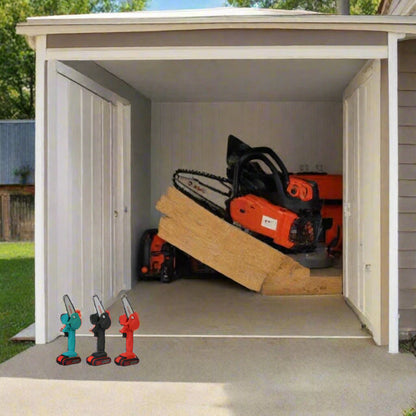 Kompakte Elektro-Kettensäge - akkubetriebenes Sägen mit einer Hand